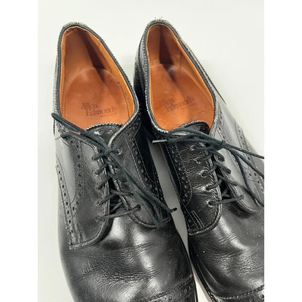 Allen Edmonds Sanford Cap Toe Leather Dress Shoes Mens 13 Black Brogue Derby